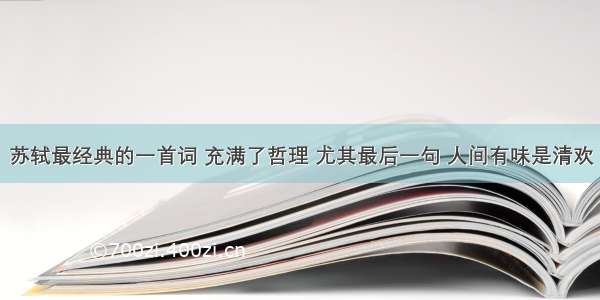 苏轼最经典的一首词 充满了哲理 尤其最后一句 人间有味是清欢