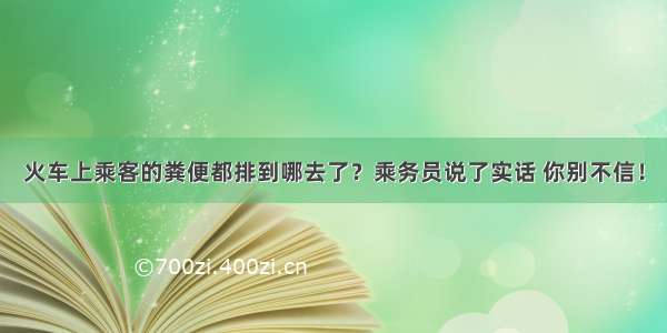 火车上乘客的粪便都排到哪去了？乘务员说了实话 你别不信！