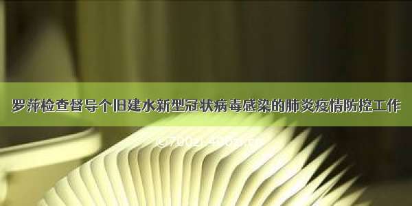 罗萍检查督导个旧建水新型冠状病毒感染的肺炎疫情防控工作