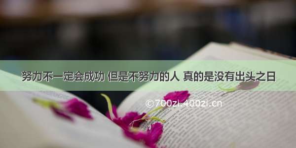 努力不一定会成功 但是不努力的人 真的是没有出头之日