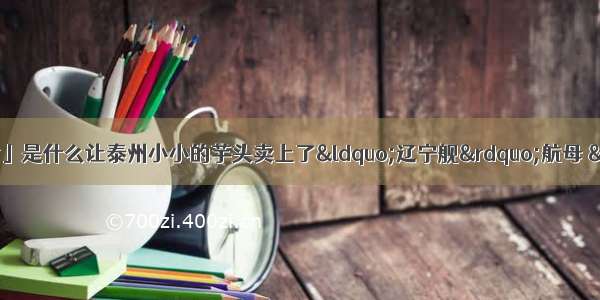 「新时代 新作为 新篇章」是什么让泰州小小的芋头卖上了“辽宁舰”航母 “远望号”