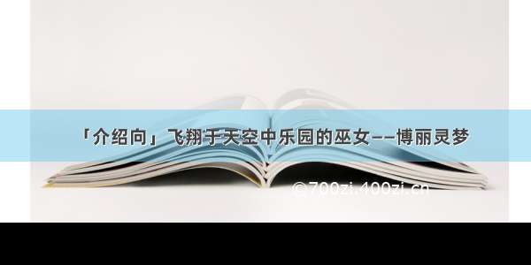 「介绍向」飞翔于天空中乐园的巫女——博丽灵梦