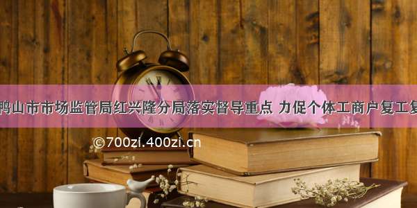 双鸭山市市场监管局红兴隆分局落实督导重点 力促个体工商户复工复产