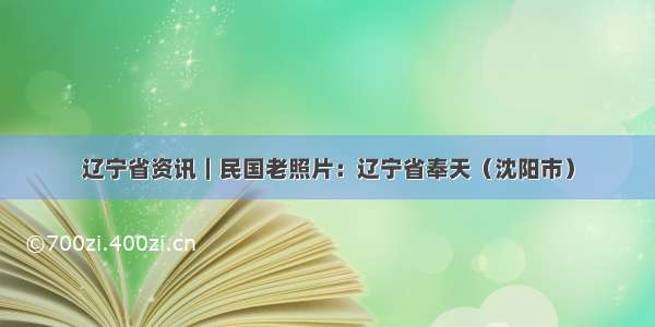 辽宁省资讯｜民国老照片：辽宁省奉天（沈阳市）