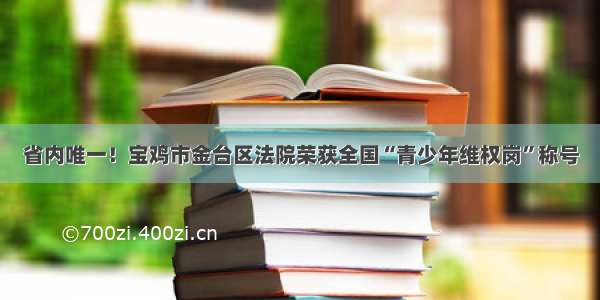 省内唯一！宝鸡市金台区法院荣获全国“青少年维权岗”称号