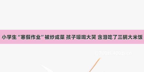 小学生“寒假作业”被炒成菜 孩子嚎啕大哭 含泪吃了三碗大米饭