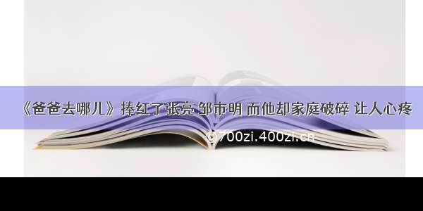 《爸爸去哪儿》捧红了张亮 邹市明 而他却家庭破碎 让人心疼