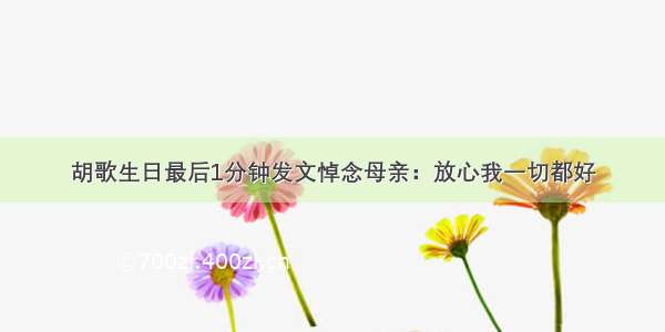 胡歌生日最后1分钟发文悼念母亲：放心我一切都好