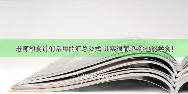 老师和会计们常用的汇总公式 其实很简单 你也能学会！