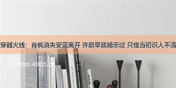 穿越火线：肖枫消失安蓝离开 许蔚早就暗示过 只怪当初识人不清