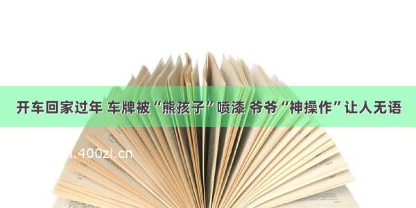 开车回家过年 车牌被“熊孩子”喷漆 爷爷“神操作”让人无语