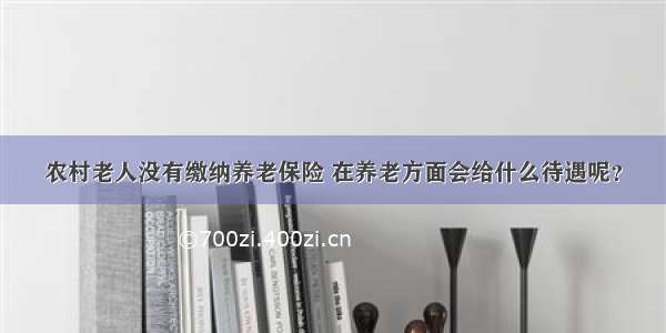 农村老人没有缴纳养老保险 在养老方面会给什么待遇呢？