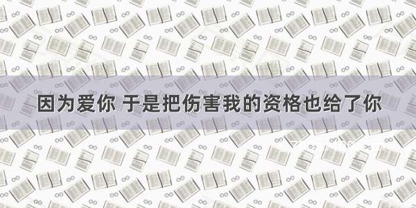 因为爱你 于是把伤害我的资格也给了你