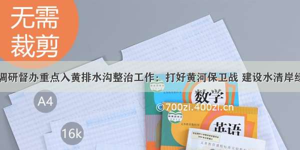 咸辉调研督办重点入黄排水沟整治工作：打好黄河保卫战 建设水清岸绿生态