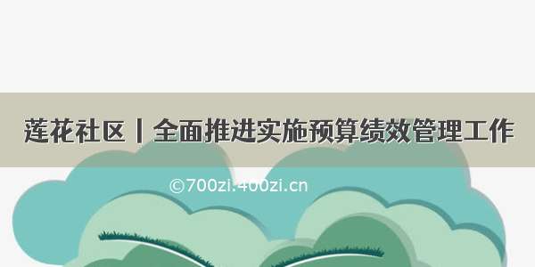 莲花社区丨全面推进实施预算绩效管理工作