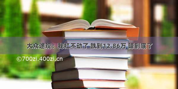 大众途观：我扛不动了 跌到12.86万 降到底了