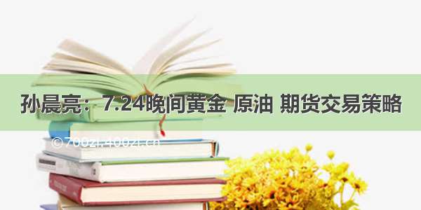 孙晨亮：7.24晚间黄金 原油 期货交易策略