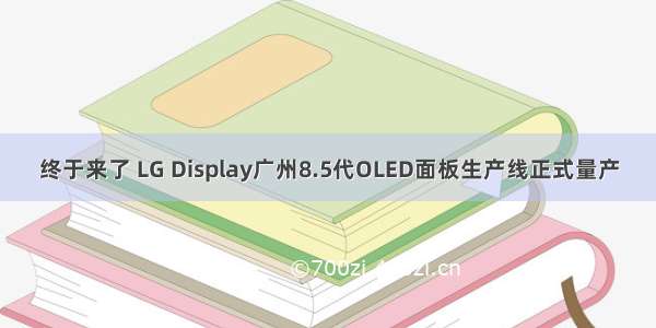 终于来了 LG Display广州8.5代OLED面板生产线正式量产