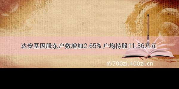 达安基因股东户数增加2.65% 户均持股11.36万元
