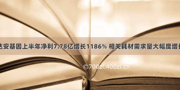 达安基因上半年净利7.78亿增长1186% 相关耗材需求量大幅度增长