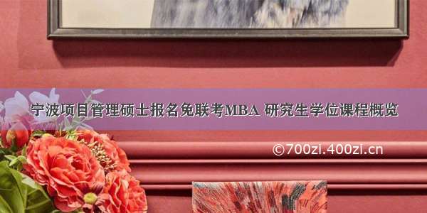 宁波项目管理硕士报名免联考MBA 研究生学位课程概览