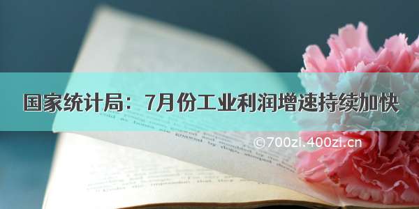 国家统计局：7月份工业利润增速持续加快