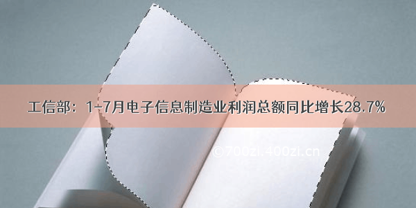 工信部：1-7月电子信息制造业利润总额同比增长28.7%