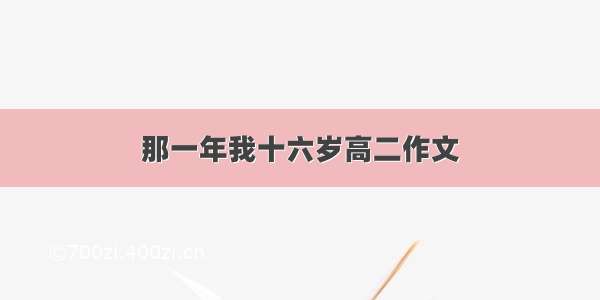 那一年我十六岁高二作文