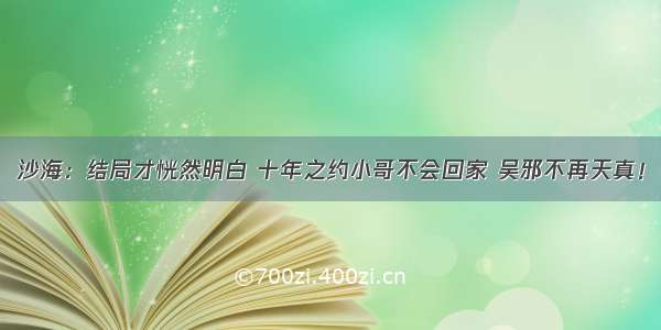 沙海：结局才恍然明白 十年之约小哥不会回家 吴邪不再天真！