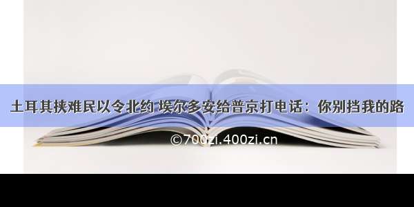 土耳其挟难民以令北约 埃尔多安给普京打电话：你别挡我的路