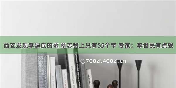 西安发现李建成的墓 墓志铭上只有55个字 专家：李世民有点狠