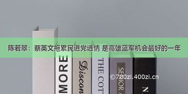 陈若翠：蔡英文拖累民进党选情 是高雄蓝军机会最好的一年