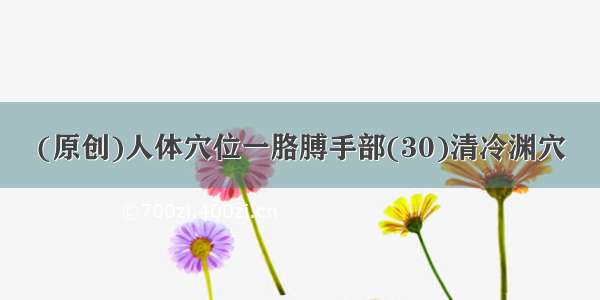 (原创)人体穴位一胳膊手部(30)清冷渊穴