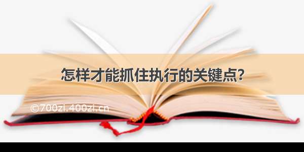 怎样才能抓住执行的关键点？