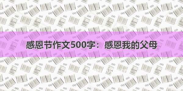 感恩节作文500字：感恩我的父母