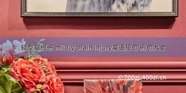 轻型脑损伤 mildly brain injury英语短句 例句大全