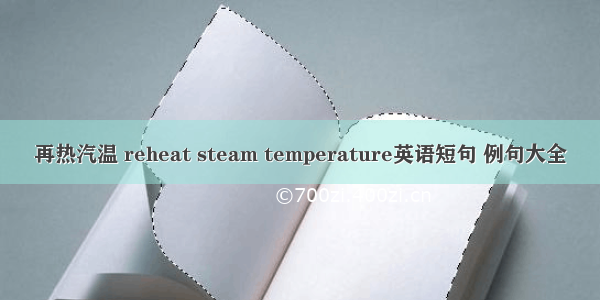 再热汽温 reheat steam temperature英语短句 例句大全