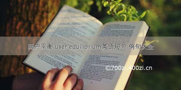 用户平衡 user equilibrium英语短句 例句大全