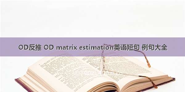 OD反推 OD matrix estimation英语短句 例句大全
