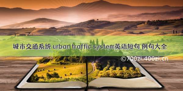 城市交通系统 urban traffic system英语短句 例句大全