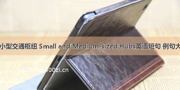 中小型交通枢纽 Small and Medium-sized Hubs英语短句 例句大全