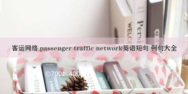 客运网络 passenger traffic network英语短句 例句大全