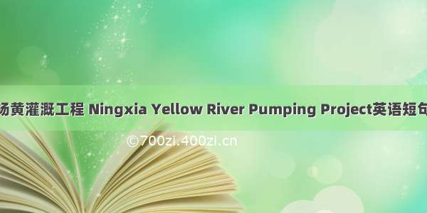宁夏扶贫扬黄灌溉工程 Ningxia Yellow River Pumping Project英语短句 例句大全