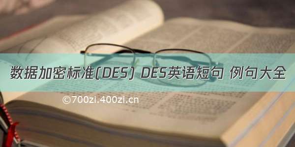 数据加密标准(DES) DES英语短句 例句大全