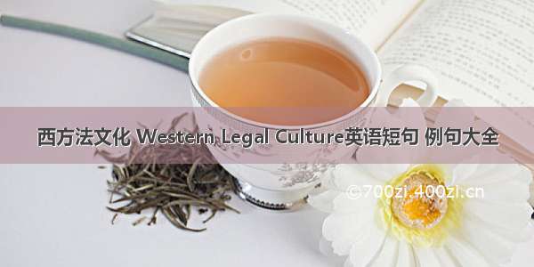 西方法文化 Western Legal Culture英语短句 例句大全