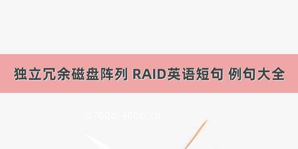 独立冗余磁盘阵列 RAID英语短句 例句大全