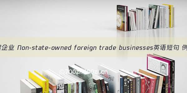 民营外贸企业 Non-state-owned foreign trade businesses英语短句 例句大全