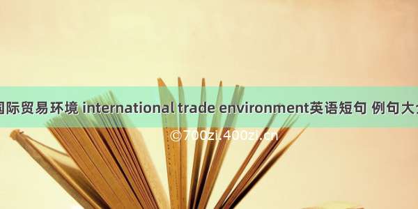 国际贸易环境 international trade environment英语短句 例句大全