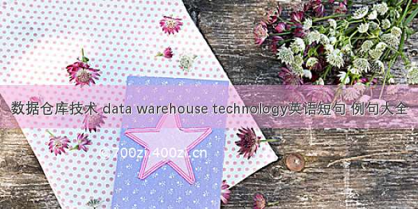 数据仓库技术 data warehouse technology英语短句 例句大全