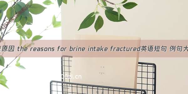 断管原因 the reasons for brine intake fractured英语短句 例句大全